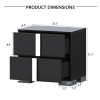Elegant Nightstand with Metal Handle, Mirrored Bedside Table with 2 Drawers for Bedroom, Living Room, Black
