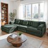 108" Oversized 4 Seater Modular Sofa Couch L-Shaped w/Storage Ottoman Green