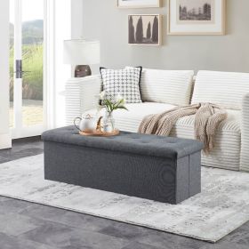 Folding Storage Ottoman Bench, Ottoman Foot Rest, End of Bed Bench, Storage Chest, with Flipping Lid, for Living Room, Bedroom, Entryway, 47 Inches