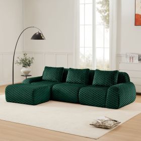 114" Modern L-Shaped Modular Sectional Sofa for Living Room,Flannelette Fabric,Oversized 3-Seater Couch,Deep Seat,Boneless sofa,Movable Ottoman