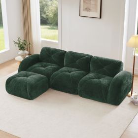 L-shaped Soft Velvet Fabric,Boneless Sofa,Tufted Design,Ergonomic Design Bottom,32D High Density Sponge,No Assembly Required Bottom,Anti-Slip Design