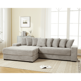 [NEW ARRIVED] [VIDEO PROVIDED] Oversized Two-Piece Couches, L Shaped Sofa, Corduroy, Left Chaise Daybed,with Armrests,Eight Throw Pillows,Corner Sofa
