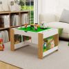 Kids 2 in 1 Play Table with 7 Storage Compartments,Compatible with LEGO Building Block,Modern Activity Learning Table Game Furniture-White