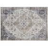 HOMCOM 4x6 Area Rug, Vintage Machine Washable Rug, Non-Slip Carpet for Living Room, Bedroom, Dining Room, Brown and Green