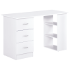 47 Inches Home Office Desk with 3-Tier Storage Shelves, Computer Desk with Drawers, Study Writing Table, White