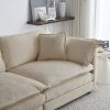 Chenille Two-Seater Sofa with 1 Footrest, 2 Seater L-Shaped Sectional with Ottoman,Loveseat with Ottoman for Small Living Space, Beige Chenille