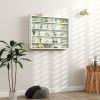 HOMCOM 5-Tier White Display Cabinet with Glass Doors & Adjustable Shelves, Wall-Mounted