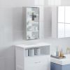 HOMCOM Lockable Medicine Cabinet 12"x24", 4 Tier, Stainless Steel, Bathroom Wall Box with Shelves