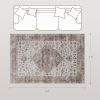 HOMCOM 4x6 Area Rug, Vintage Machine Washable Rug, Non-Slip Floor Carpet for Living Room, Bedroom, Dining Room, Tan