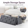 Folding Storage Ottoman Bench, Ottoman Foot Rest, End of Bed Bench, Storage Chest, with Flipping Lid, for Living Room, Bedroom, Entryway, 47 Inches