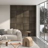 HOMCOM Acoustic Panels 4-Pack, 24"x24" Brown Wood Panels, Sound Absorbing, Slat Wall for Wall Decor
