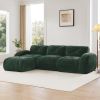 L-shaped Soft Velvet Fabric,Boneless Sofa,Tufted Design,Ergonomic Design Bottom,32D High Density Sponge,No Assembly Required Bottom,Anti-Slip Design