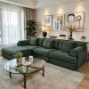 108" Oversized 4 Seater Modular Sofa Couch L-Shaped w/Storage Ottoman Green