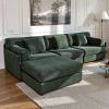 108" Oversized 4 Seater Modular Sofa Couch L-Shaped w/Storage Ottoman Green