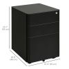 Metal Filing Cabinet 3 Drawer, Mobile Office Cabinet with Wheels for Legal, Letter, A4 File, Black