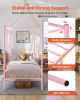 VEVOR Twin Size Canopy Bed Frame Metal Canopy Bed with Headboard & Four Posters