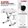 5 Core Keyboard Bench 2 Inch Padded Cushioned Piano Stool Height Adjustable Guitar Seat Folding Portable Musician Chair w Nonslip Rubber Feet Black -