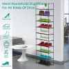 23.03x10.82x72.83in 10-Tier Shoe Rack - Heavy Duty Steel Frame, 66lbs Capacity, Adjustable Tiers for Boots/High Heels
