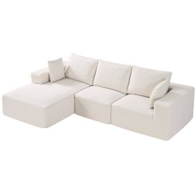 VEVOR Modular Sectional Sofa, L Shaped Modular Sofa with Chaise, Cloud Sectional Couch with High Rebound Sponge and Density (Color: Off White, size: 100-108 inch)