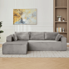 Compression Sectional Couch with Comfy Chaise, Boneless L Shape Sofa with Deep Seat