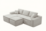 106.5" Modern Minimalist Modular Sectional Couch with Seat Cushion & Ottoman, Comfort L Shaped Sofa for Living Room, No Assembly Required