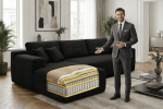 106.5" Modern Minimalist Modular Sectional Couch with Seat Cushion & Ottoman, Comfort L Shaped Sofa for Living Room, No Assembly Required