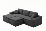 106.5" Modern Minimalist Modular Sectional Couch with Seat Cushion & Ottoman, Comfort L Shaped Sofa for Living Room, No Assembly Required