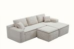 106.5" Modern Minimalist Modular Sectional Couch with Seat Cushion & Ottoman, Comfort L Shaped Sofa for Living Room, No Assembly Required