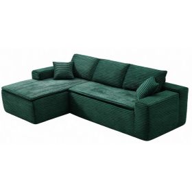 106.5" Modern Minimalist Modular Sectional Couch with Seat Cushion, Comfort L Shaped Sofa for Living Room, No Assembly Required (Color: Green-with Seat Cushion, Orientation: 3-seater Left Hand Facing)