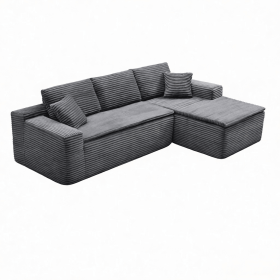 106.5" Modern Minimalist Modular Sectional Couch with Seat Cushion, Comfort L Shaped Sofa for Living Room, No Assembly Required (Color: Dark Gray-with Seat Cushion, Orientation: 3-seater Right Hand Facing)