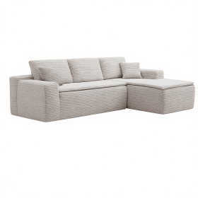 106.5" Modern Minimalist Modular Sectional Couch with Seat Cushion, Comfort L Shaped Sofa for Living Room, No Assembly Required (Color: Beige-with Seat Cushion, Orientation: 3-seater Right Hand Facing)