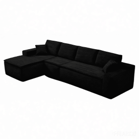 134" Modern Minimalist Modular Sectional Couch with Seat Cushion, Comfort L Shaped Sofa for Living Room, No Assembly Required (Color: Black-with Seat Cushion, Orientation: 4-seater Left Hand Facing)