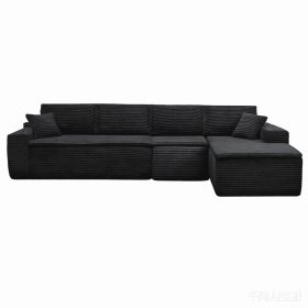 134" Modern Minimalist Modular Sectional Couch with Seat Cushion, Comfort L Shaped Sofa for Living Room, No Assembly Required (Color: Black-with Seat Cushion, Orientation: 4-seater Right Hand Facing)