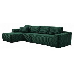 134" Modern Minimalist Modular Sectional Couch, Comfort L Shaped Sofa for Living Room, No Assembly Required (Color: Green-with Standard, Orientation: 4-seater Left Hand Facing)