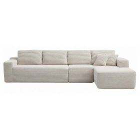 134" Modern Minimalist Modular Sectional Couch, Comfort L Shaped Sofa for Living Room, No Assembly Required (Color: Beige-with Standard, Orientation: 4-seater Right Hand Facing)