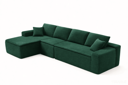 134" Modern Minimalist Modular Sectional Couch with Seat Cushion, Comfort L Shaped Sofa for Living Room, No Assembly Required (Color: Green-with Seat Cushion, Orientation: 4-seater Left Hand Facing)