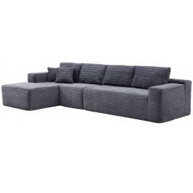 134" Modern Minimalist Modular Sectional Couch, Comfort L Shaped Sofa for Living Room, No Assembly Required (Color: Dark Gray-with Standard, Orientation: 4-seater Left Hand Facing)