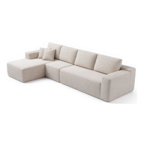 134" Modern Minimalist Modular Sectional Couch, Comfort L Shaped Sofa for Living Room, No Assembly Required (Color: Beige-with Standard, Orientation: 4-seater Left Hand Facing)
