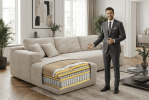 106.5" Modern Minimalist Modular Sectional Couch with Ottoman, Comfort L Shaped Sofa for Living Room, No Assembly Required