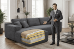 106.5" Modern Minimalist Modular Sectional Couch with Ottoman, Comfort L Shaped Sofa for Living Room, No Assembly Required