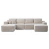134" Modern Minimalist Modular Sectional Couch with Ottoman, Comfort L Shaped Sofa for Living Room, No Assembly Required