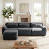 L-shaped Soft And Fluffy Plush Fabric,Boneless Sofa,With Throw Pillows 32D High Density Sponge,No Assembly Required Bottom