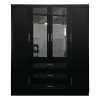 Wooden Armoire Wardrobe Closet with 3 Doors Hanging Rods 4 Drawers Shelves Large Capacity Clothes Storage Cabinet Organization for Bedroom Black 47.24