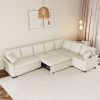 124.8"L-shaped Sofa Convertible Sofa Bed Pull Out Sofa Sleeper with Two Back Pillows, Two USB Ports and Two Power Sockets for Living Room