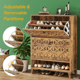 Shoe Cabinet (Color: Rustic Brown)
