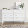 6 Drawer Dresser For Bedroom, Wood Storage Cabinet With Black Handles, Modern Closet Of Drawers for Living Room