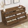 6 Drawer Dresser For Bedroom, Wood Storage Cabinet With Black Handles, Modern Closet Of Drawers for Living Room