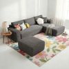 106.5" Modern Minimalist Modular Sectional Couch with Ottoman, Comfort L Shaped Sofa for Living Room, No Assembly Required