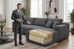 106.5" Modern Minimalist Modular Sectional Couch with Ottoman, Comfort L Shaped Sofa for Living Room, No Assembly Required