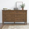 6 Drawer Dresser For Bedroom, Wood Storage Cabinet With Black Handles, Modern Closet Of Drawers for Living Room